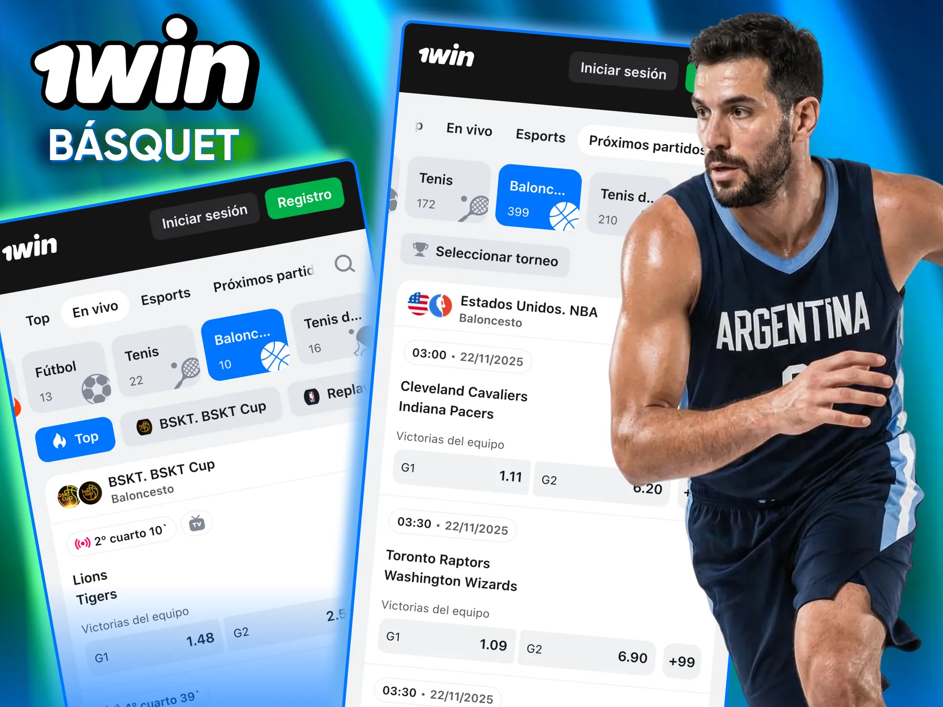 Totales de puntos y cuotas dinámicas en 1win básquet.